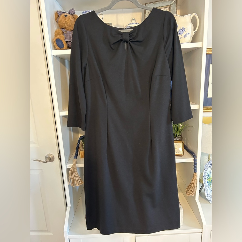 Talbots Black Long Sleeve Dress with Bow Accent